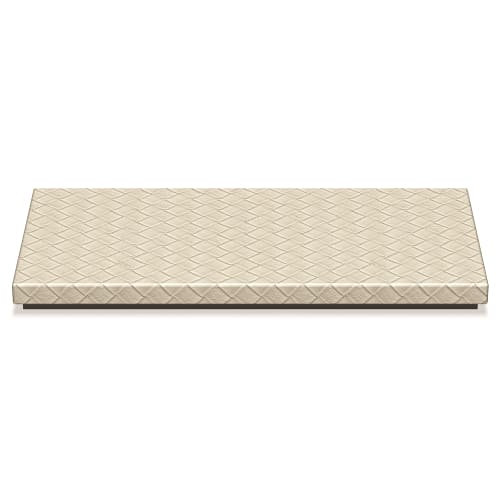 Jumbo Woven Emboss Leather Match Small Rectangle Platform Tray, Ivory